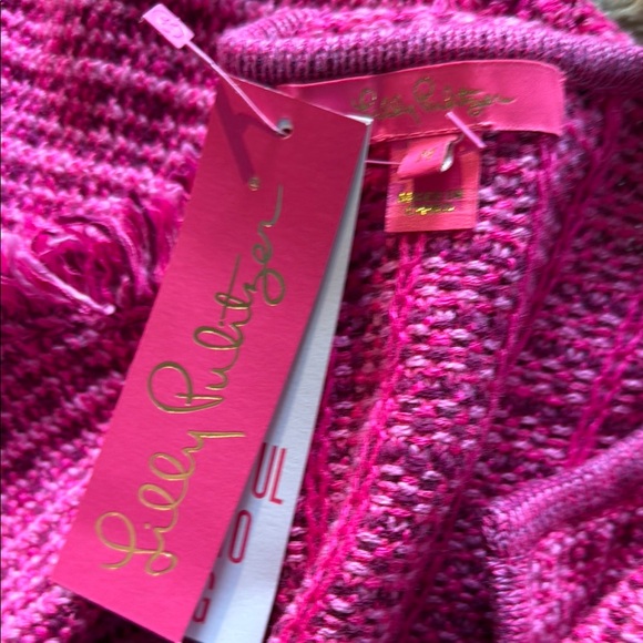 LILLY PULITZER Pink Palms Exotic Tweed NWT blazer knit sweater jacket coat - Picture 5 of 6